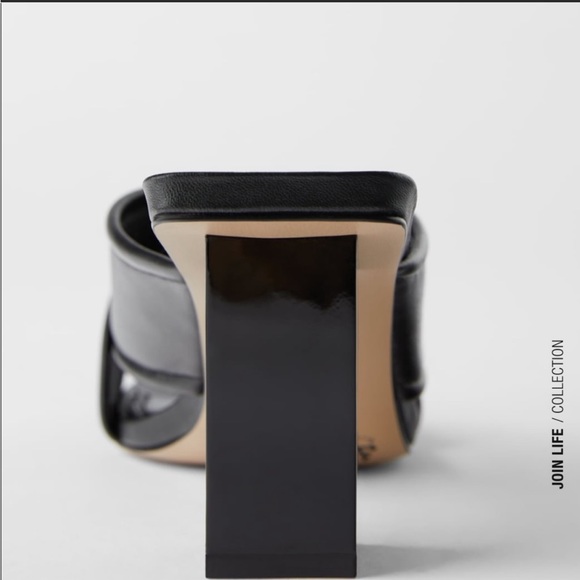 ZARA Soft Leather Heeled Sandals - Picture 3 of 9